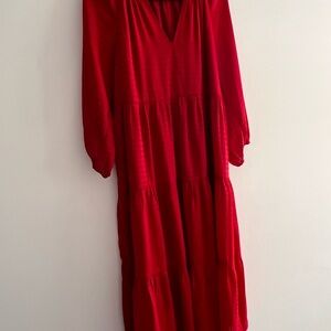 Entro Vibrant Red Long Sleeve Dress